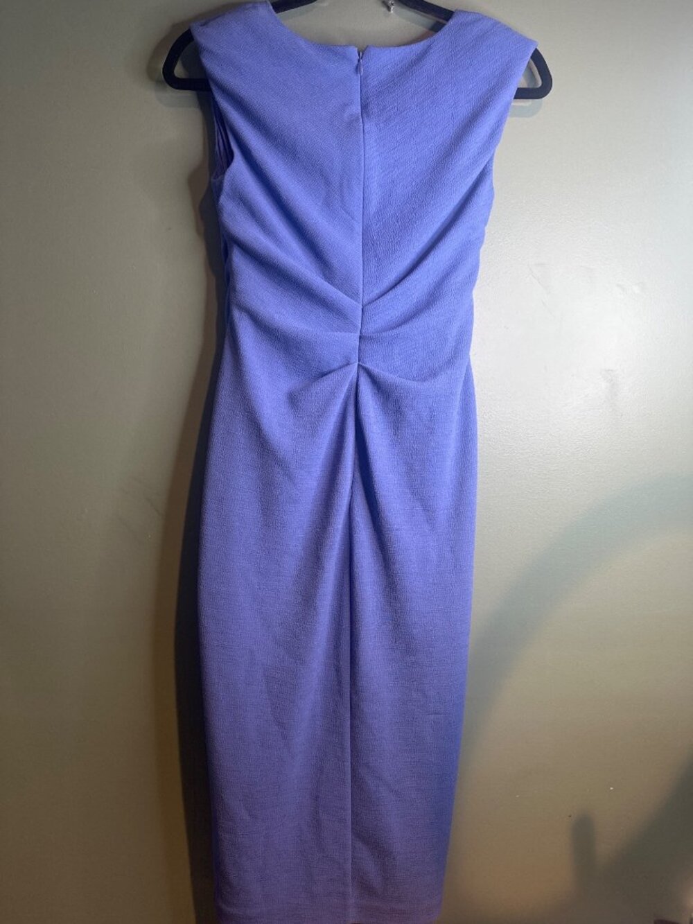 Adrianna Papell Size 4 Lavender Sheath Dress Belted Wedding Guest Cocktail Midi - Picture 5 of 8
